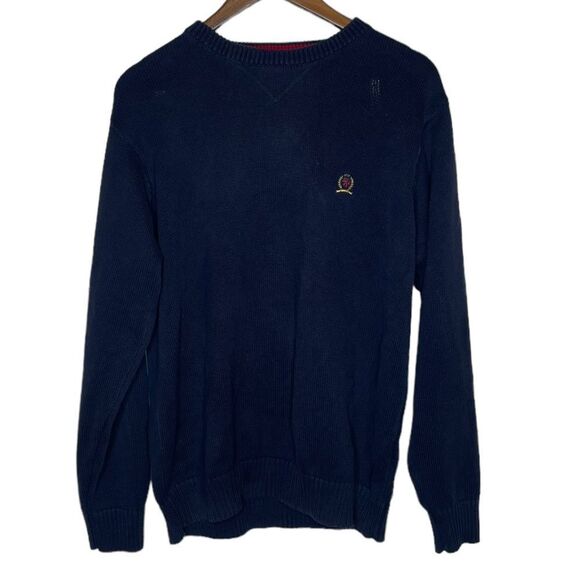 Tommy Hilfiger Navy Blue 100% cotton Crewneck Sweater size Medium - Picture 1 of 5